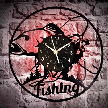 

Fishing vinyl wall clock great gift for men, women, kids, girls and boys, birthday, christmas beautiful home decor unique design