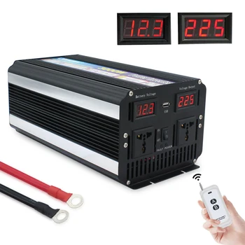 

6000W Remote Control Inverter DC 12V/24V to AC 220V 230V 240V LED Voltage Display Solar Power Inverter Outdoors Universal Socket