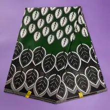 Зеленая хлопковая африканская восковая ткань Африканская вощеная ткань с принтом женские платья лоскутное изделие из хлопчатобумажной ткани 6 ярдов NAW-42