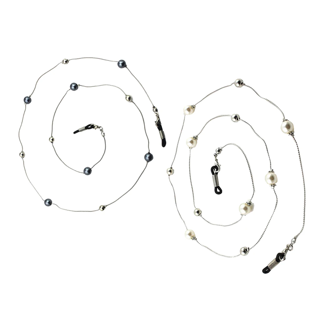 2pcs Pearl Beads Sunglass Eyewear Neck Strap for Eye Glass Sun Glasses Cord