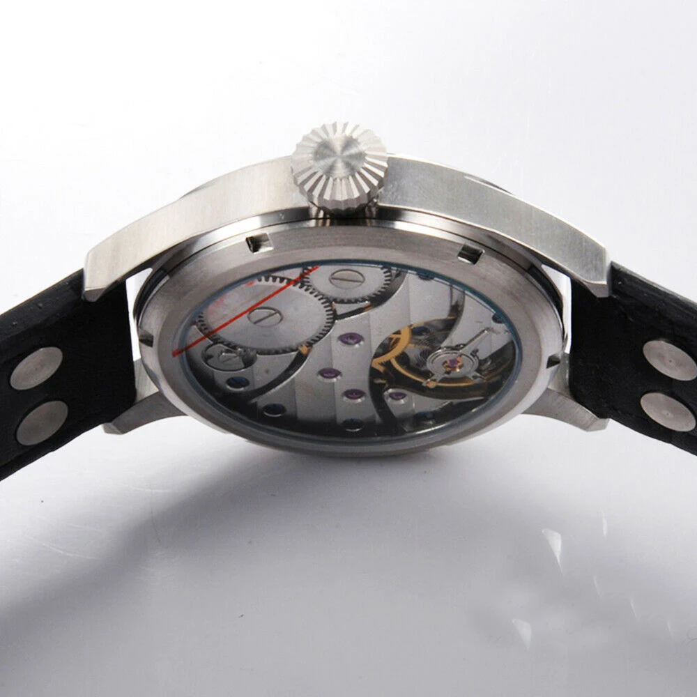 Роскошные Брендовые мужские механические часы Corgeut43mm 3600 движение 6497 светящиеся модные мужские часы с кожаным ремешком