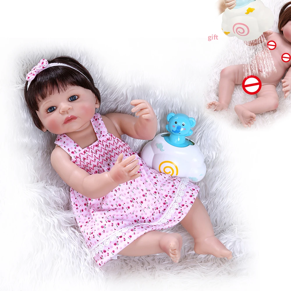 55 см полное тело силиконовая виниловая кукла bebe для новорожденных, для девочек куклы Новорожденные сладкая девочка Ванна игрушка Анатомически правильная