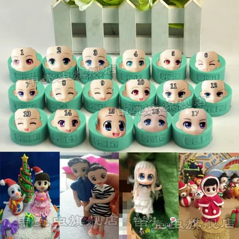 

17 Pcs This clay clay replace facial human face mold BJD Barbie silicone fondant cake mold