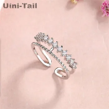 

Uini-Tail hot sale new 925 sterling silver starry double-layer micro inlay ring temperament fashion simple trend adjustable