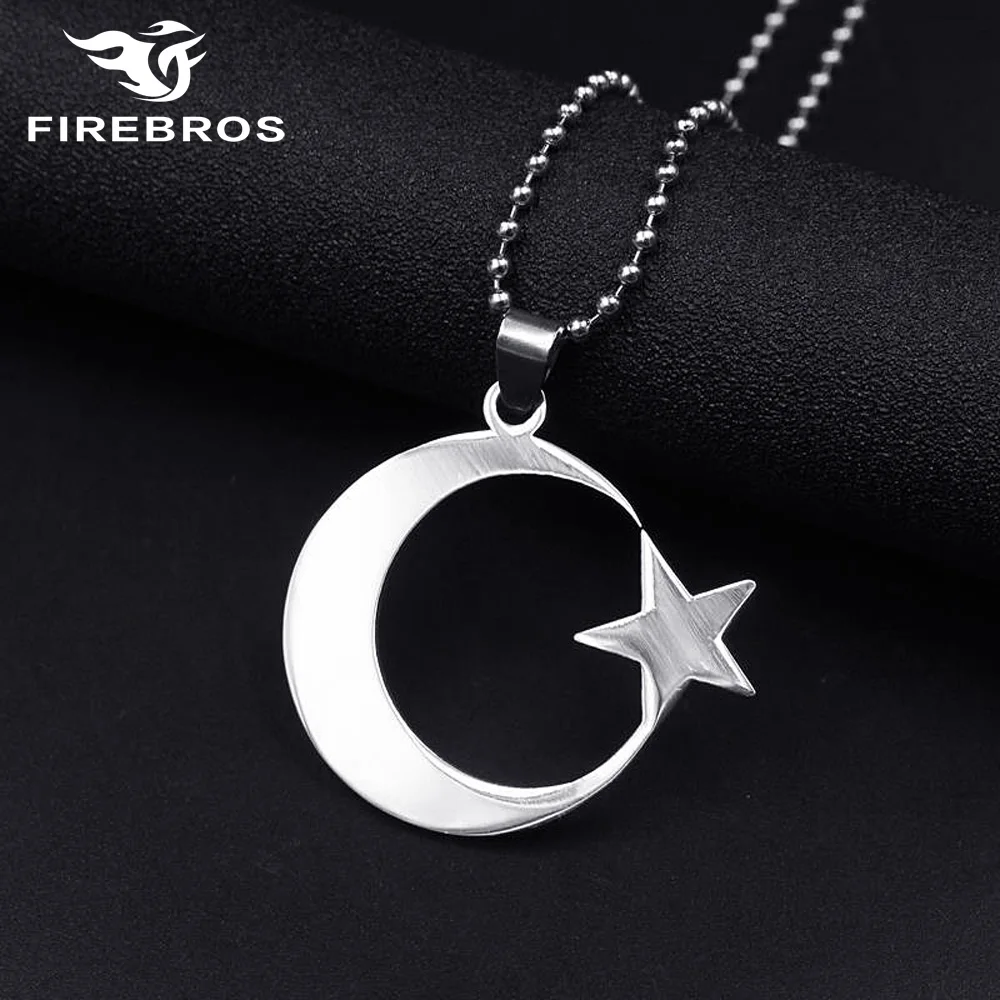 Special Price Star Necklace Pendant Religious Jewelry Muslim Amulet Turkish Crescent Moon Stainless-Steel NyoEdq7pw