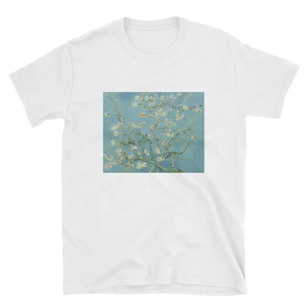 

GAAJ "van gogh almond blossom painting" T Shirt Women Short Sleeve Design Woman T-Shirt Loose O-neck Solid Fashion PAY49#