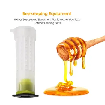 

100pcs Beekeeping Equipment Plastic Marker Non Toxic Catcher Feeding Bottle Insects tools wholesale Bee feeder New Bee Hives