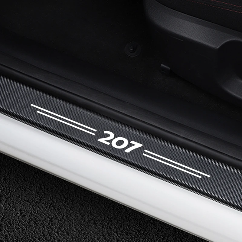 Für Peugeot 4pcs Auto dekorative Autotür schwelle Aufkleber Abrieb platte Schutz  Tür schwelle Kohle faser schutz Zubehör - AliExpress