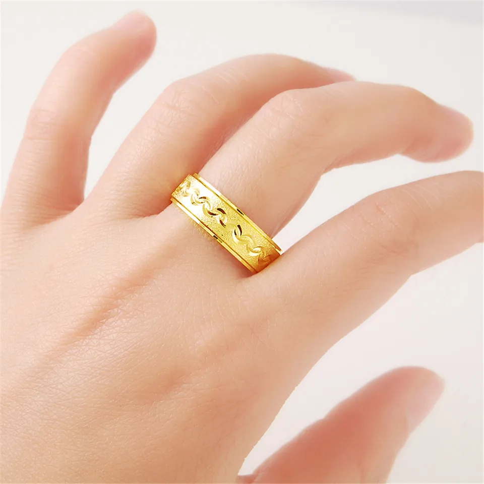 24k Pure Gold Rings For Men Women Hip Cocktail Party Jewelry Yellow Color Accessories | Украшения и аксессуары