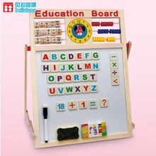 Деревянная детская Двусторонняя доска для рисования, магнитная доска для рисования, детская игрушка, регулируемая картина, арифметика, английский, русский