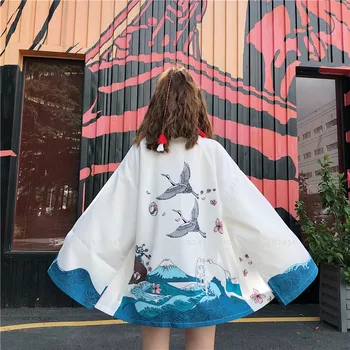 

Women Men Japanese Couples Yukata Robe Streetwear Kimono Haori Coat Samurai Cardigan Harajuku Style Loose Blouse Ukiyo-e Jackets