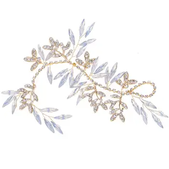 

Rhinestone Leaves Headpiece Exquisite Branch Design Side Hair Comb Headdress Hair Accessories For Women Wedding Brides Party