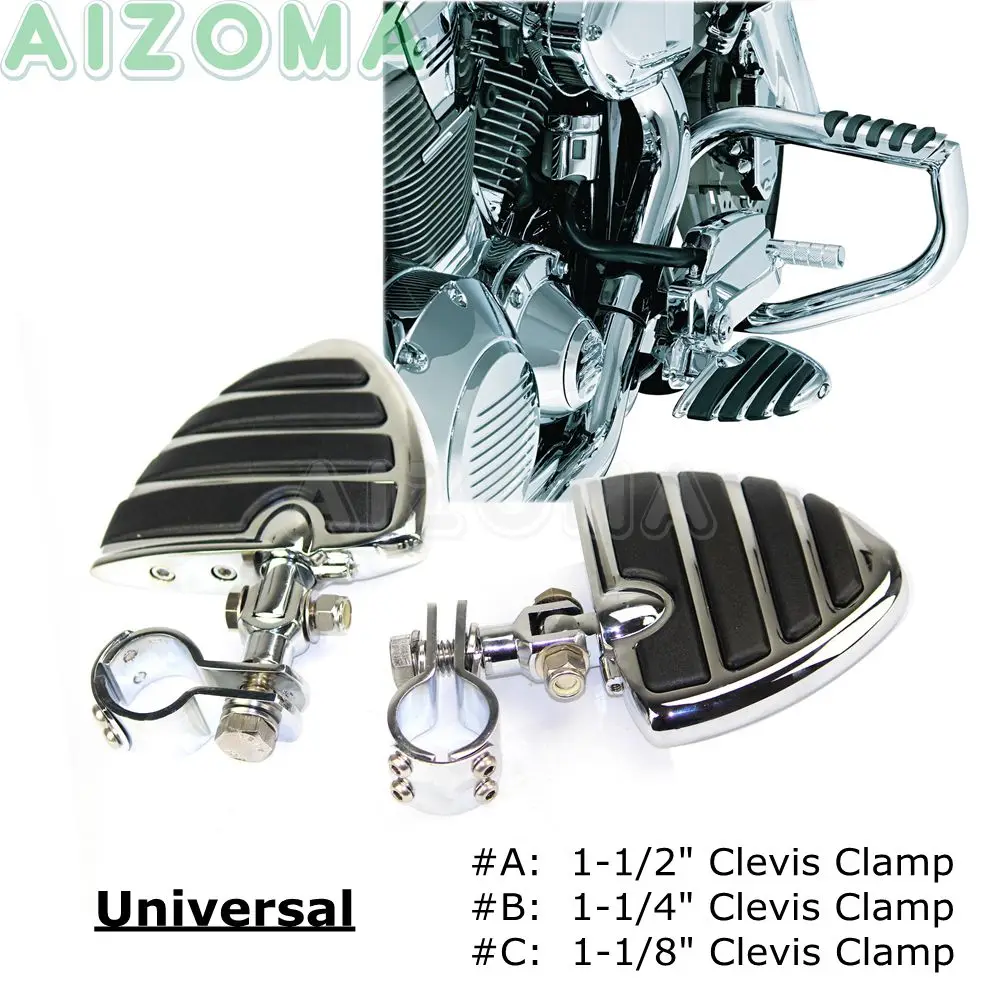 Universal Motorcycle Driver Rider Footpegs Wing Footrests w/ Mount Clamp For Harley Sportster Suzuki M109R M90 Honda Shadow 750 |
