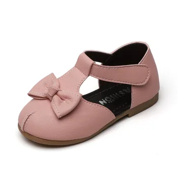 

2020 Spring Kid's Shoes Women's Shoes Sandals Hook & Loop Solid Butterfly-knot Sweet Flat Heels All-match Sandals