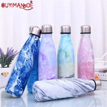

Marble Print Stainless Steel Water Bottle BPA free 500ml Beer Tea Coffee Thermos Bottle Travel Sport Vacuum Insulated Cup Termos
