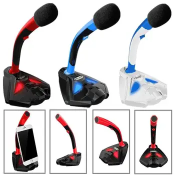 

USB Gaming Computer Microphone Phone Holer Professional Karaoke Audio Studio Microphone with Light for Computer Laptop