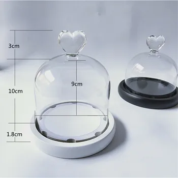 

Diameter=10cm Height=10cm New Anti-shedding Glass Dome Vase Home Decoration Wood Base Glass Cover Wedding Favor Gift Decoration