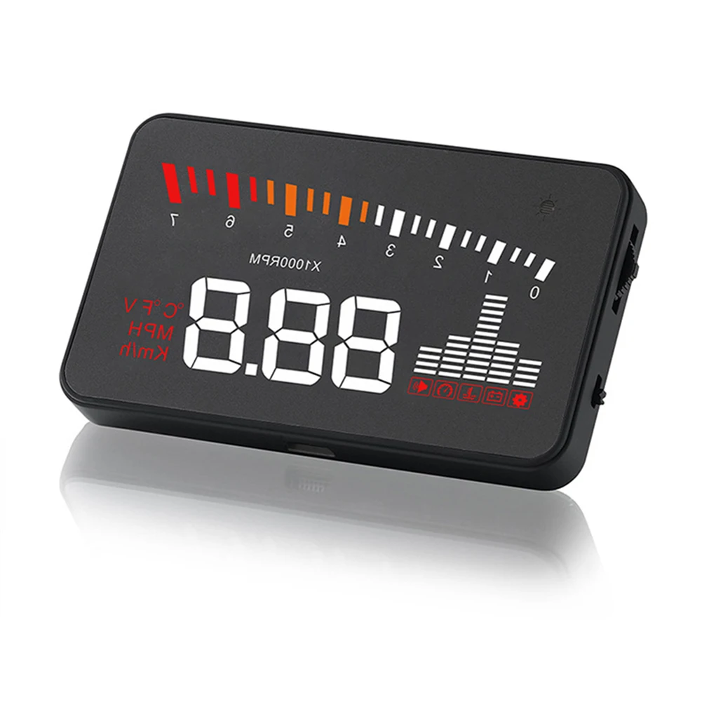 X5 Многофункциональный головой вверх Дисплей 3,5 дюймов Экран OBD II, показывающая превышение скорости Предупреждение ABS универсальный автомобильный Напряжение сигнализации HUD проектор прозрачные