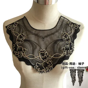 

Exquisite Black Organza Lace Embroidery Collar Clothing Sewing DIY Neckline Clothes Decal Flower Decoration Dress Accessories