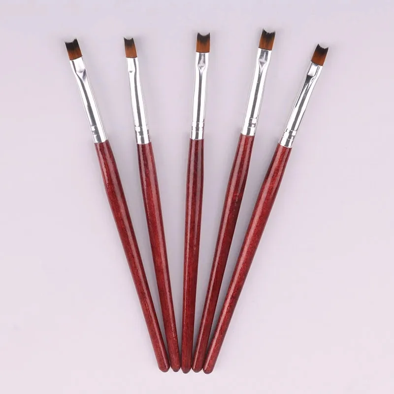 1pc pole nail flower pen Brush Acrylic UV Gel Nail Art Builder Crescent shaped professional painted carved nail tool 5