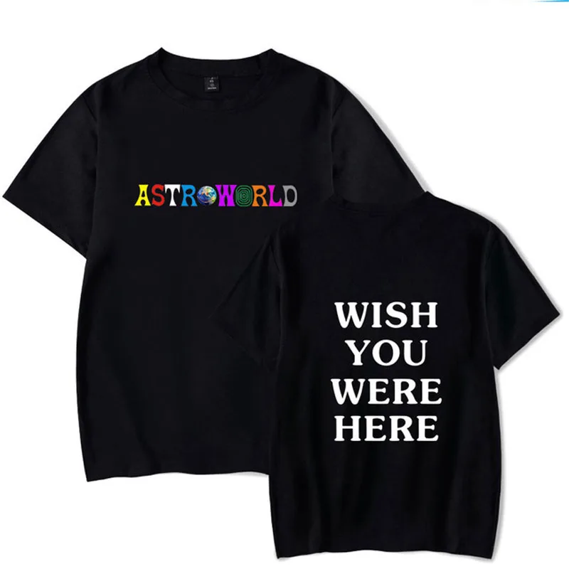 

2019New Fashion Hip Hop T Shirt Men Women Travis Scotts ASTROWORLD WISH YOU WERE HERE Letter Print Harajuku Tee Shirts tees Tops