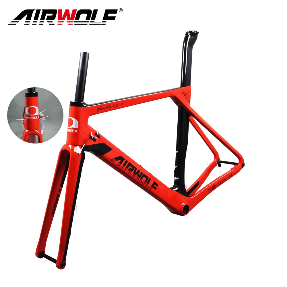 Airwolf гоночный велосипед углеродное волокно рама дисковый тормоз дорожный велосипед рама через ось задний переключатель 142x12 передний 100x12 мм карбоновая рама