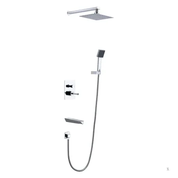 

Guangdong Kaiping water mouth straight chrome top spray Rod black bathtub shower hot and cold shower set