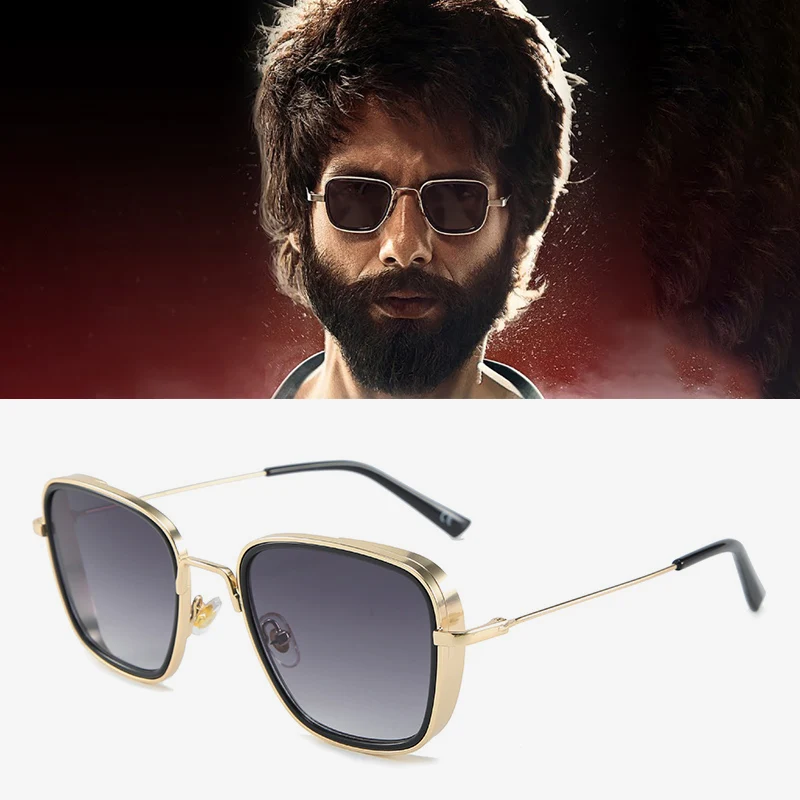 HBK, Роскошные, Kabir Singh, индийские, кино, солнцезащитные очки для мужчин, квадратная Золотая оправа, крутые солнцезащитные очки, фирменный дизайн, красные очки для мужчин, UV400