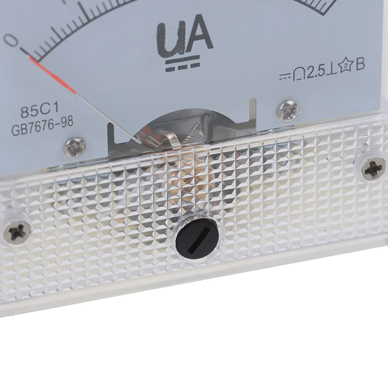 1Pc High Quality DC Analog Pointer Current Meter Panel 50uA 100uA 200uA 300uA 500uA Ammeters 64mmx62.5mmx56mm