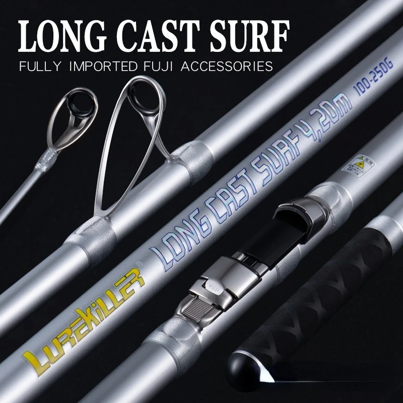 Grab It Now -  Japan Full Fuji Surf Rod 4.20M 46T Carbon 3 Sections 80-150G/100-250G Surf Casting Fishing Gear Tackle Deep Sea Bass Trout Rock