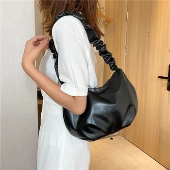 

Brand Designer PU Leather Shoulder Tote Bag Dumplings Cloud Small Crossbody Bag for Women 2020 Female Handbags Purses Sac A Main