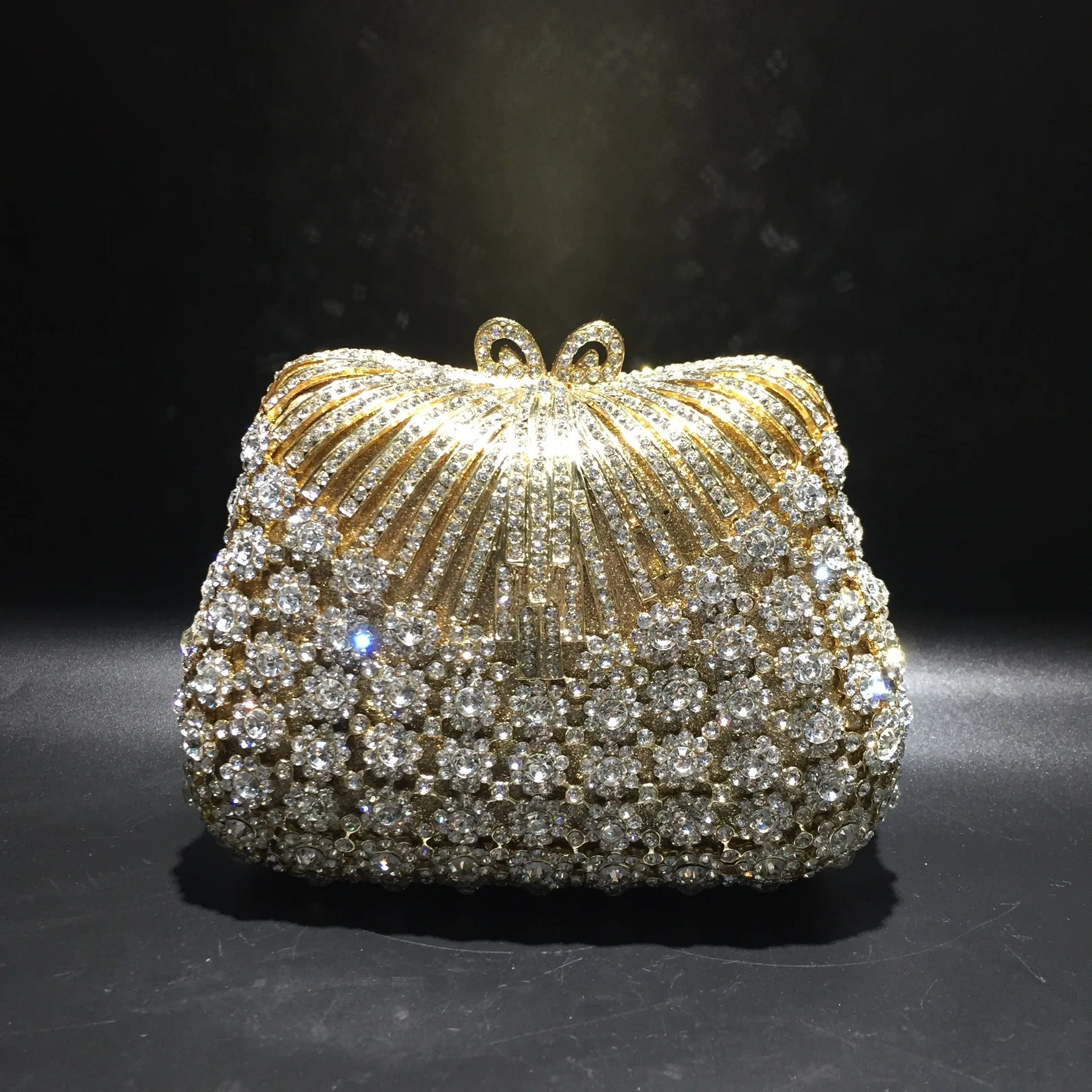 Women Gold Color Flower Rhinestones Clutch Bags Crystal Evening Purse Stones Clutches Small Minaudiere Handbag Wedding Bag - AliExpress
