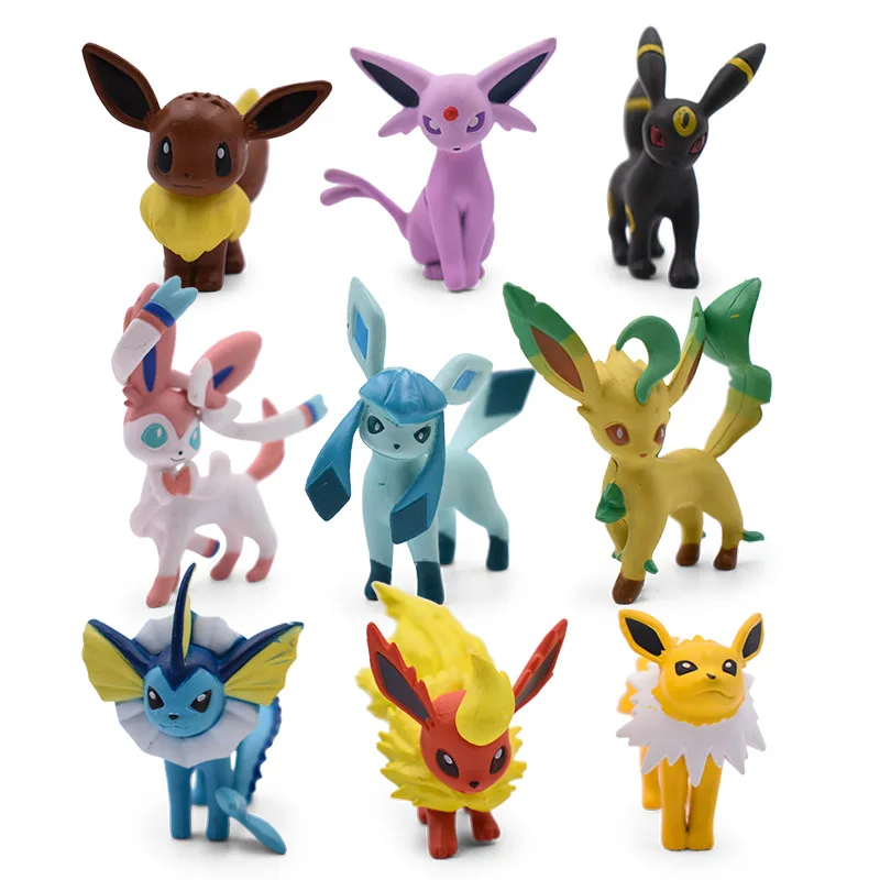 

9 style Anime Vaporeon Jolteon Espeon Umbreon Leafeon Glaceon Sylveon Cartoon Action Figure PVC Toy Collectible Model Christmas