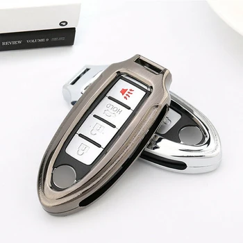

Zinc Alloy Smart Car Key Fob Case Protection Cover Holder Shell Keychain Accessorie Bag For Nissan Qashqai Pathfinder Infiniti