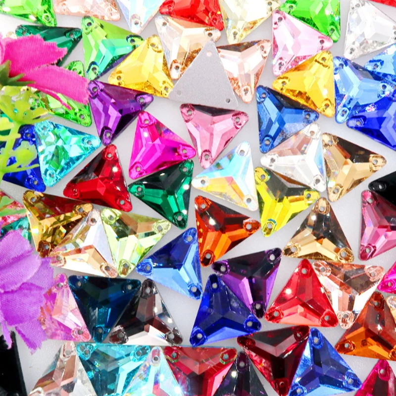 

3 Sizes 8 Colors Triangle Sew On Rhinestones Glue On Garment Craft Jewelry Decoration