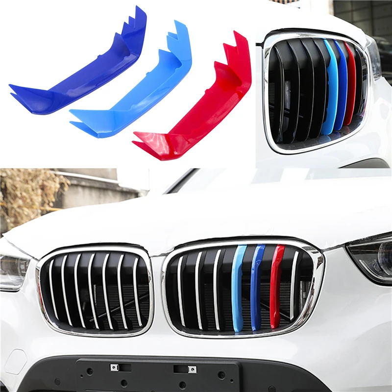 

3 Pcs ABS Motorsport Power M Performance Car Front Grille Trim Strips Cover For BMW 3 Series E46 E90 F30 F34 E92 E93