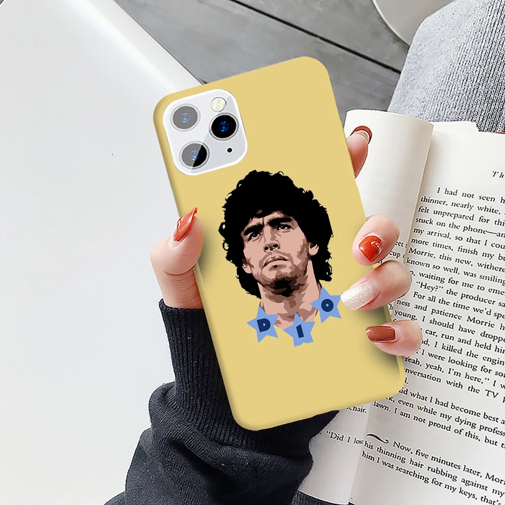 Footballer Maradona Art Diy Luxury Phone Case For iPhone 11 12 Pro XS MAX XR X 7 8 6Plus SE 2020 Candy Soft Silicone cover iphone 7 silicone case
