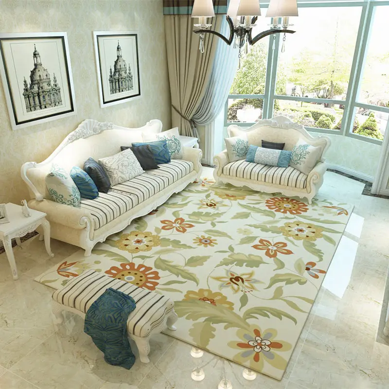 Ковер в европейском классическом стиле с цветами для гостиной, в скандинавском стиле, противоскользящий ковер с цветочным рисунком, ковер для спальни, дивана, большой размер - Цвет: 23