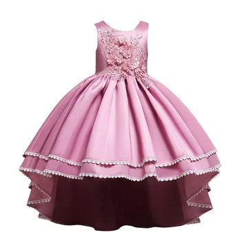 

Girls Ball Gown Dress for Wedding Party Girls Clothes for Birthday Fashion Kids Pleated Trailing Princess Dress for Photo Shoot