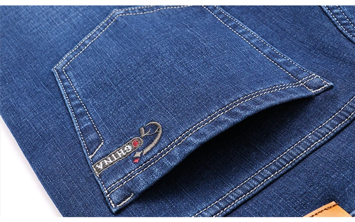 Большие размеры 40, 42, 44, 46,, зимние Новые мужские теплые плотные джинсы, облегающие прямые эластичные деловые повседневные флисовые брюки, брендовые