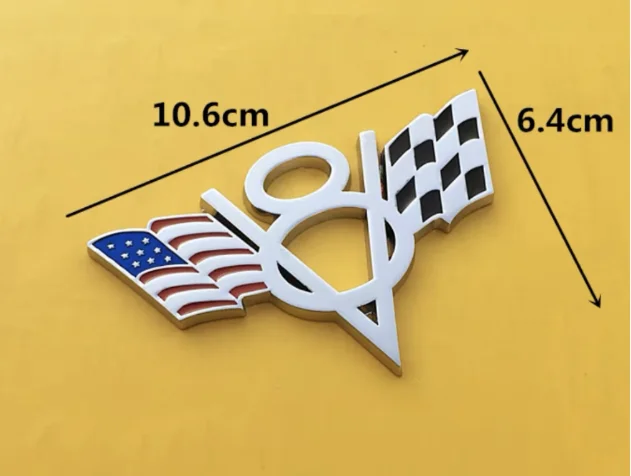 

3D Metal Chrome Auto V8 Vintage Logo USA Flag Trunk Emblem Badge Decals Sticker Car Accessories