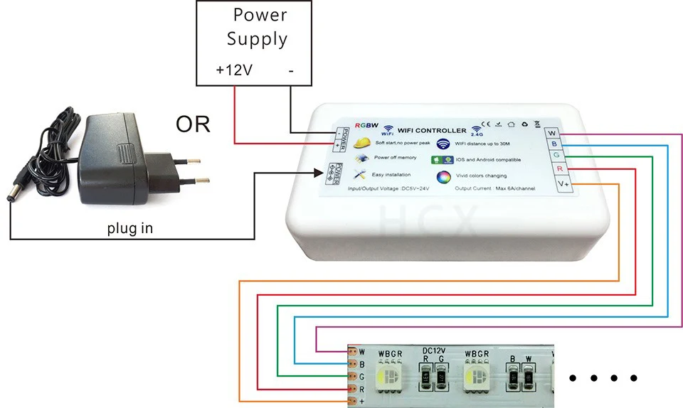 H802 WiFi RGBW светодиодный контроллер iOs Android APP контроллер DC5V-24V вход 6A* 4CH выход для RGB RGBW светодиодный светящаяся лента