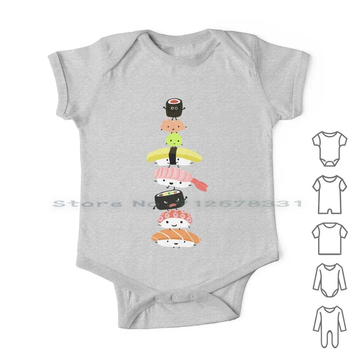 스시 스택 신생아 아기 옷 롬퍼 코튼 점프 슈트, 재미있는 와사비 생강 스시 롤 만화 스시 애호가 일본 음식