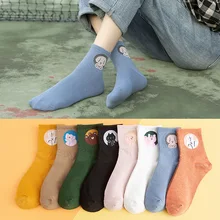 Короткие женские носки в Корейском стиле носки с милым медведем из мультфильма забавные носки осенне-зимние теплые модные женские носки из хлопка