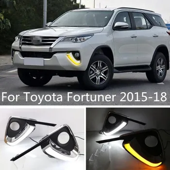 

2 pcs For Toyota Fortuner 2016-2018 led drl 12v daytime running light for Fortuner led drl with signal fog lamp cover