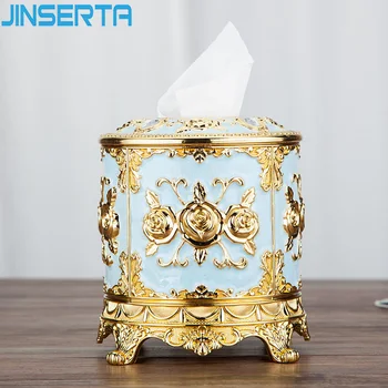 

JINSERTA Plastic Tissue Box Paper Towel Container Box Napkin Case Round Luxury Home Living Room Restaurant Car Decor Box