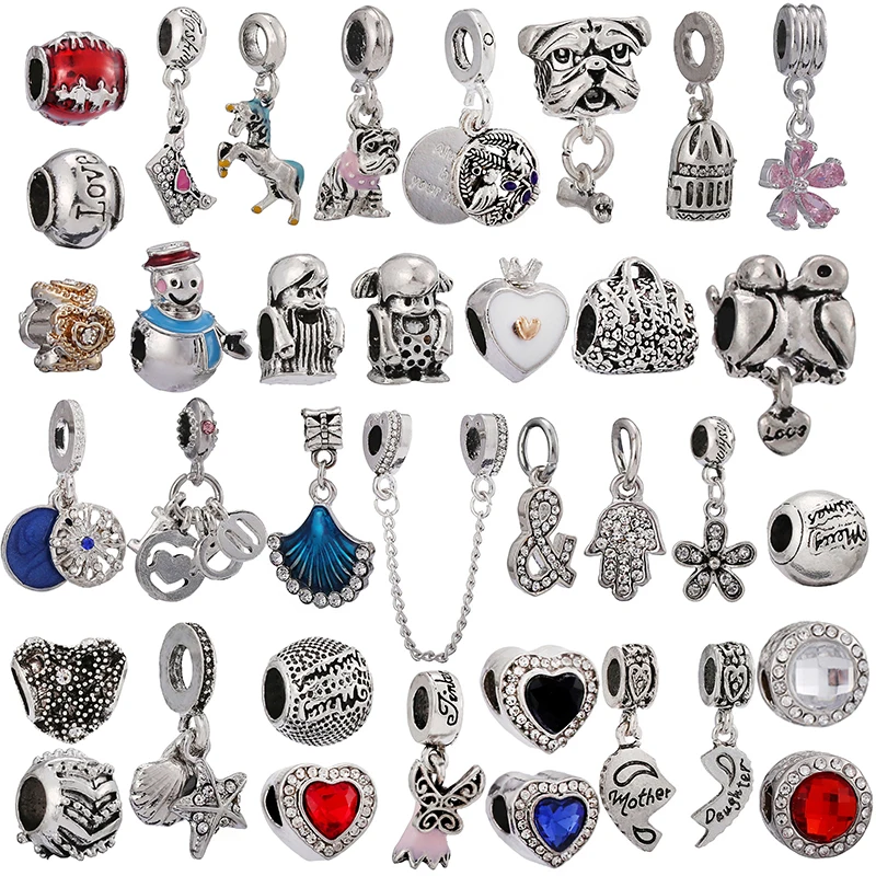 

2 шт./лот сплава серебристого цвета в форме единорога и с рисунками щеночков, очарование бисером женские Diy бренд Браслеты и ожерелья для женщин ювелирные изделия изготовление ювелирных изделий