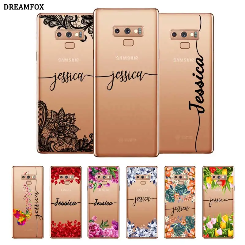 

Butterfly Custom Name DIY Transparent Soft Silicone Case Cover For Samsung Galaxy Note 3 4 5 8 9 10 Plus M10 M20 M30 Grand Prime