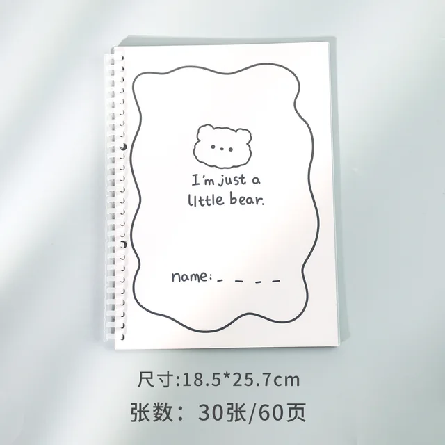 B5 Cute Loose-Leaf Notebook 30Sheets Cute Cartoon Animal Bear Rabbit Puppy Refillable Notebook Diary Journal Memo Pads C