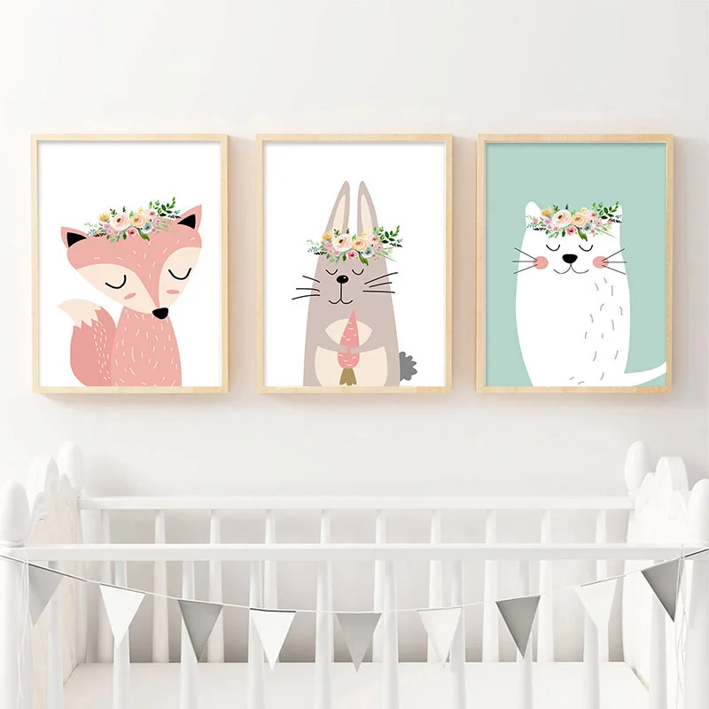 Cartoon Animal Fox Bear Canvas Poster Nursery Wall Art Print Painting Nordic Kids Decoration Picture Baby Children Bedroom Decor Painting Calligraphy Aliexpress